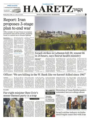 "Haaretz" Front Page