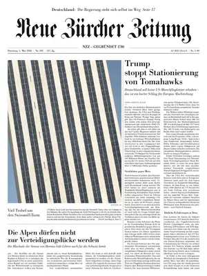 "NZZ | Neue Zürcher Zeitung" Front Page