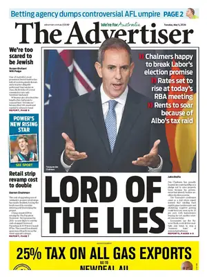 "The Advertiser " Front Page