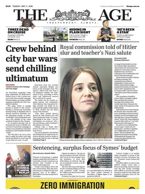 "The Age" Front Page