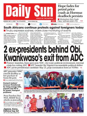 "The Sun (Nigeria)" Front Page
