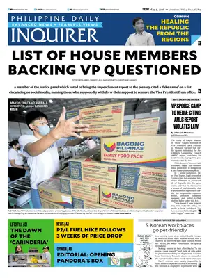 "Philippine Daily Inquirer" Front Page