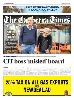 "The Canberra Times" Front Page