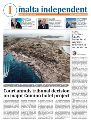 "The Malta Independent" Front Page