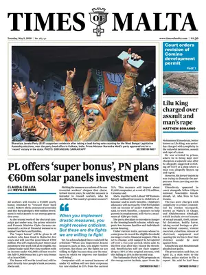 "Times of Malta" Front Page