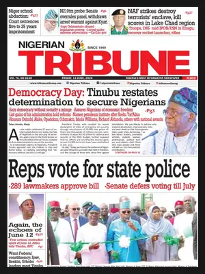 "Nigerian Tribune" Front Page