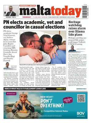 "MaltaToday" Front Page
