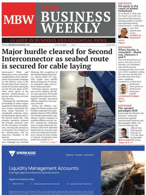 "Malta Business Weekly (MBW)" Front Page