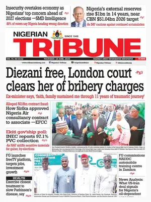 "Nigerian Tribune" Front Page