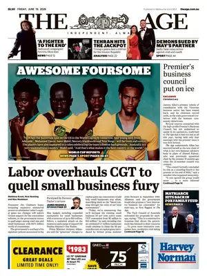 "The Age" Front Page