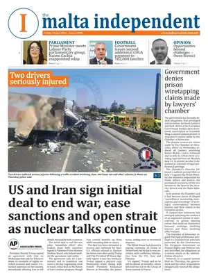 "The Malta Independent" Front Page