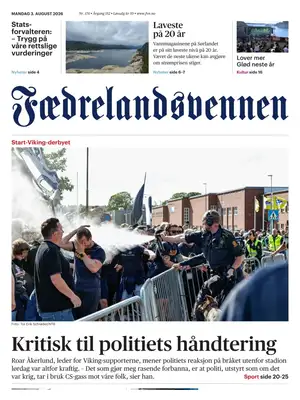 "Fædrelandsvennen" Front Page