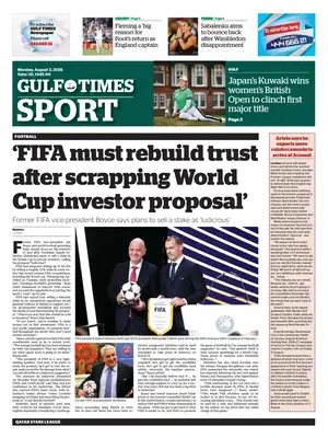 "Gulf Times Sport" Front Page