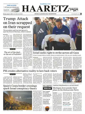 "Haaretz" Front Page