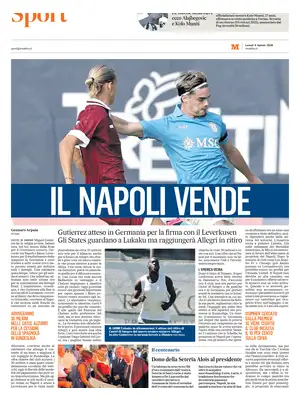 "Il Mattino SPORT" Front Page