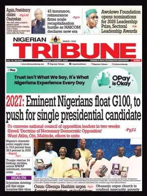 "Nigerian Tribune" Front Page