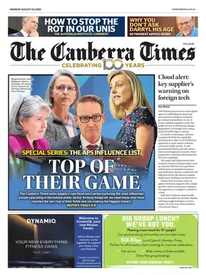 "The Canberra Times" Front Page