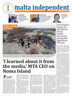 "The Malta Independent" Front Page