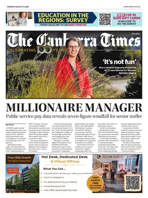 "The Canberra Times" Front Page