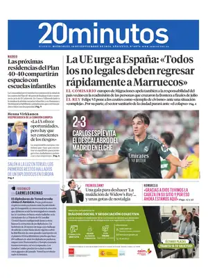 "20 minutos | Madrid" Front Page