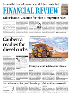 "The Australian Financial Review | AFR" Front Page