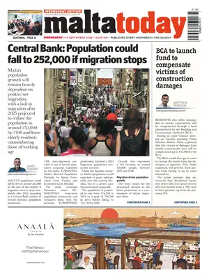 "MaltaToday" Front Page
