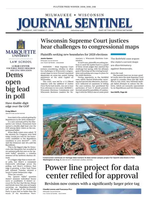 "Milwaukee Journal Sentinel" Front Page