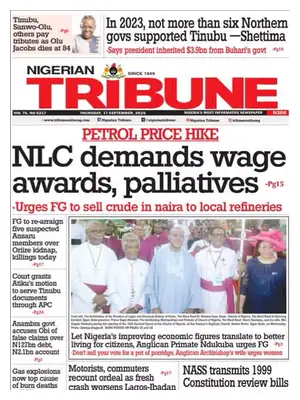 "Nigerian Tribune" Front Page