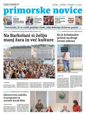 "Primorske Novice" Front Page