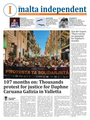 "The Malta Independent" Front Page