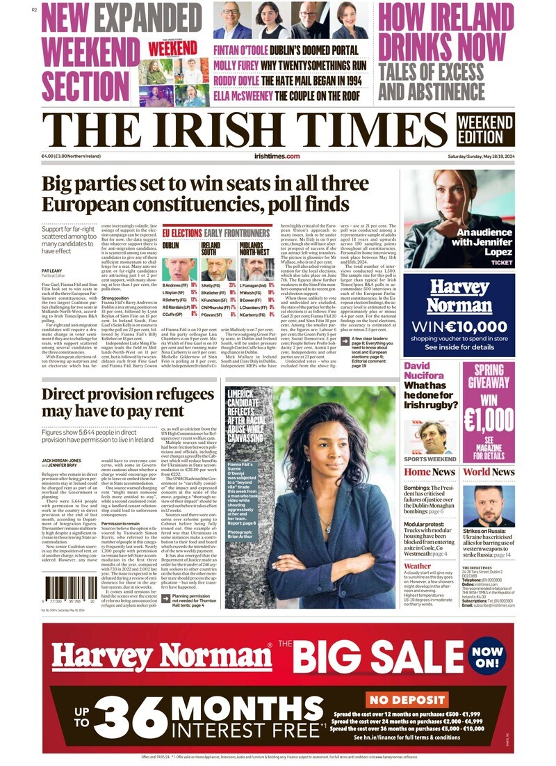 The Irish Times - Front Page - 05/19/2024