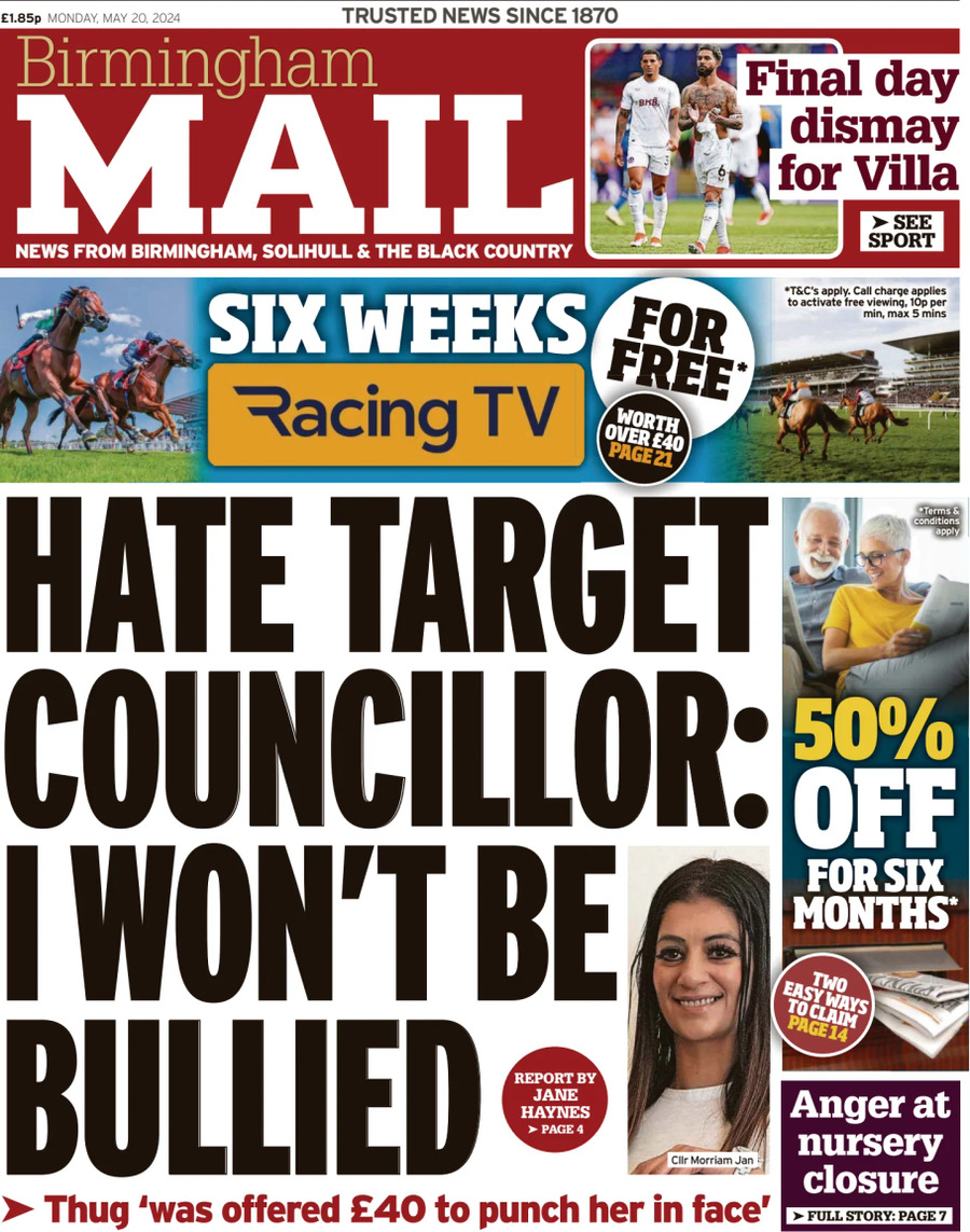 Birmingham Mail - Front Page - 05/20/2024