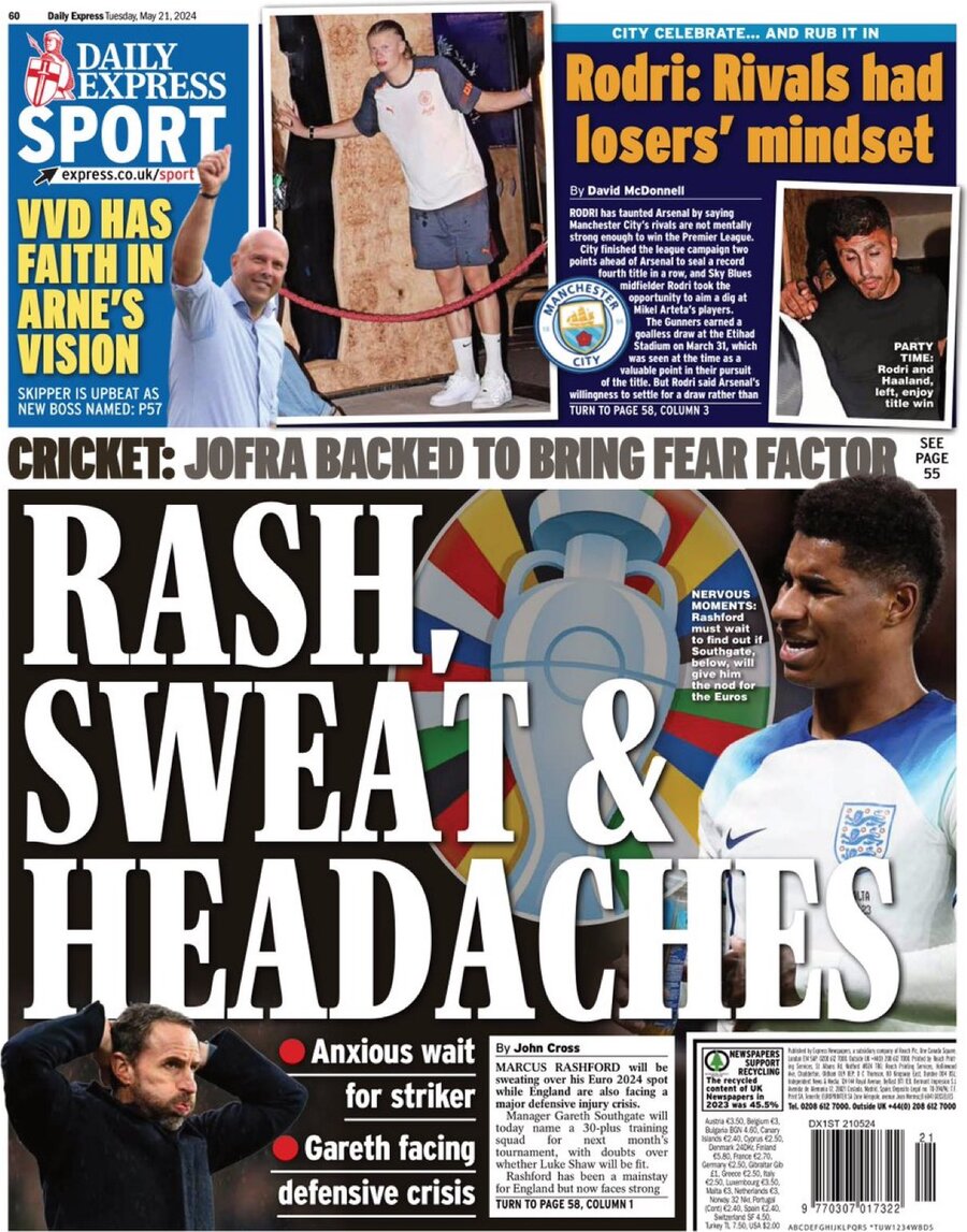 Daily Express SPORT - Front Page - 05/21/2024