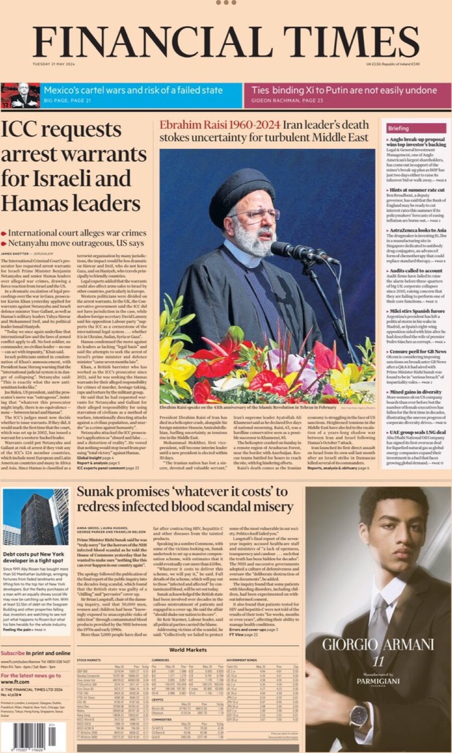 Financial Times - Front Page - 05/21/2024
