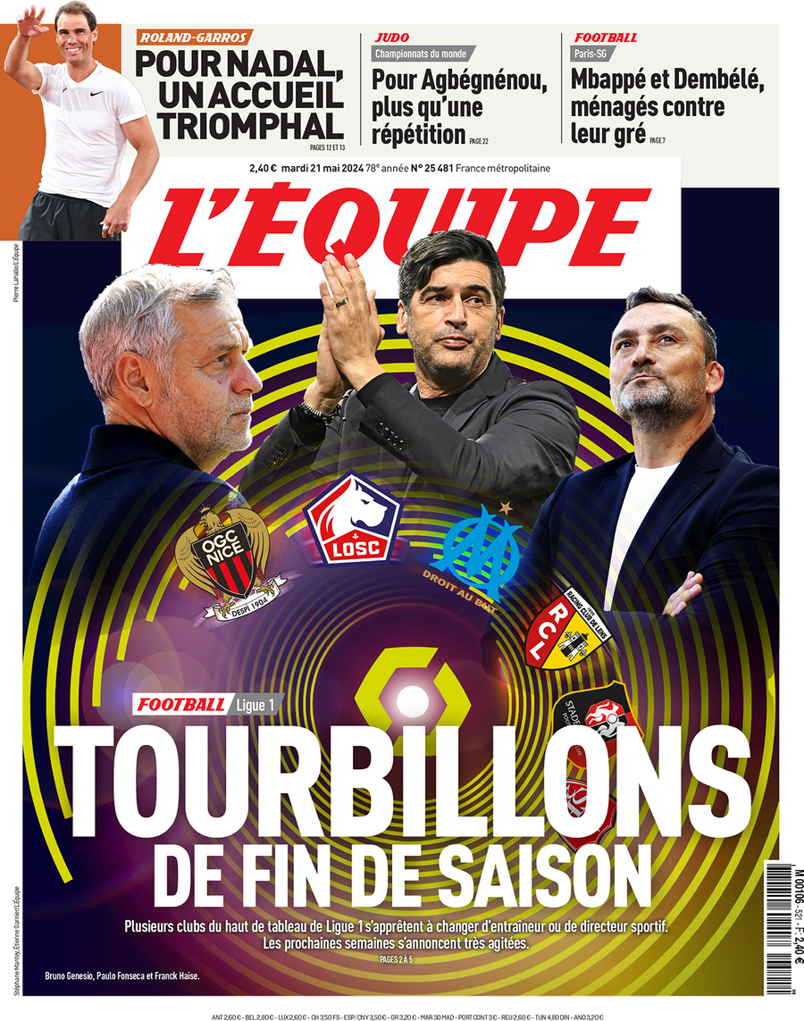 L'Equipe - Front Page - 05/21/2024