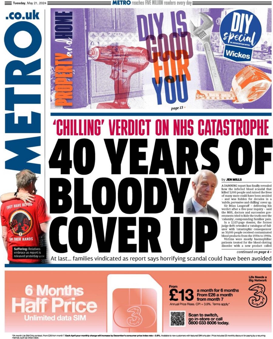Metro UK - Front Page - 05/21/2024