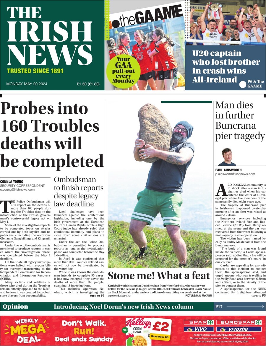 The Irish News - Front Page - 05/20/2024