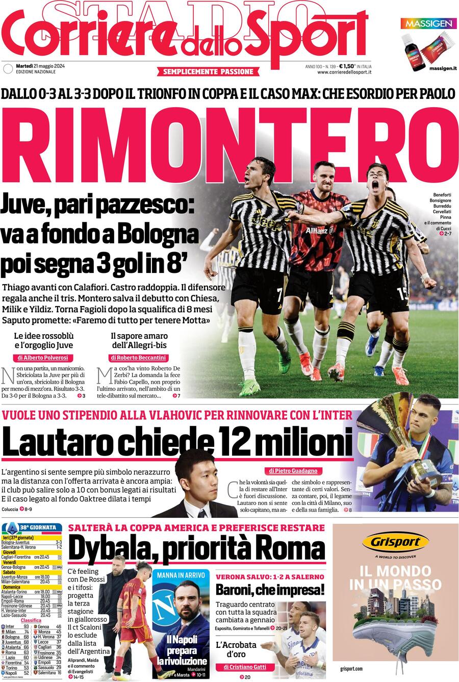 Corriere dello Sport - Front Page - 05/21/2024