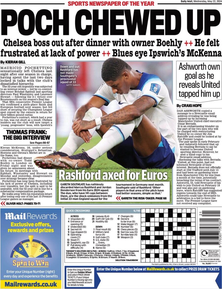 Daily Mail SPORT - Front Page - 05/22/2024