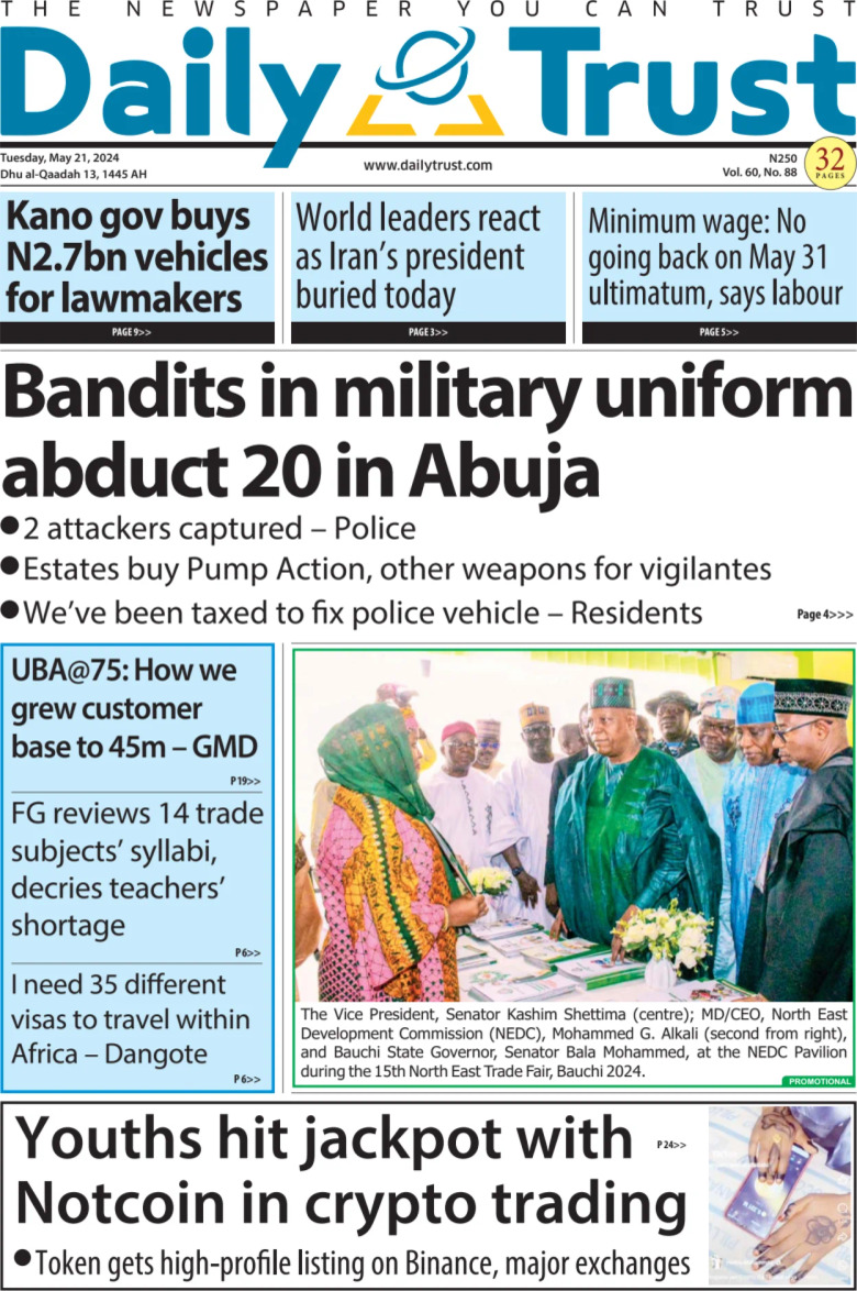 Daily Trust - Front Page - 05/21/2024
