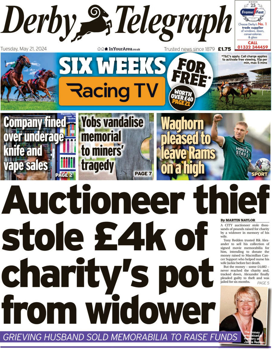 Derby Telegraph - Front Page - 05/21/2024