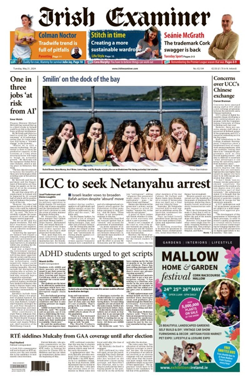 Irish Examiner - Front Page - 05/21/2024