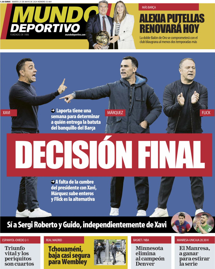 Mundo Deportivo - Front Page - 05/21/2024
