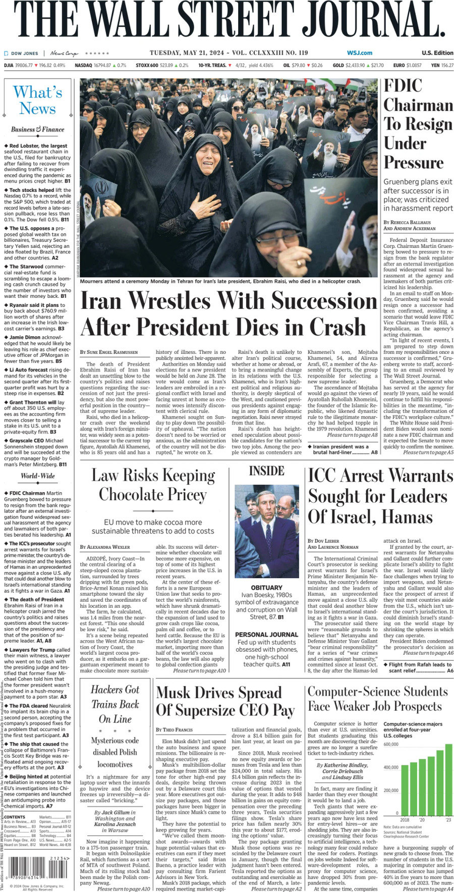 The Wall Street Journal - Cover - 05/21/2024