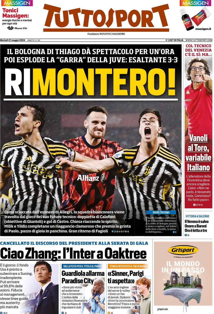 Tuttosport - Front Page - 05/21/2024